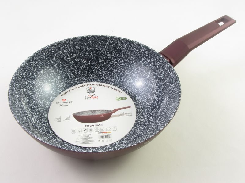 Kerámia bevonatos indukciós wok serpenyő 28 cm - Blaumann CeraStone