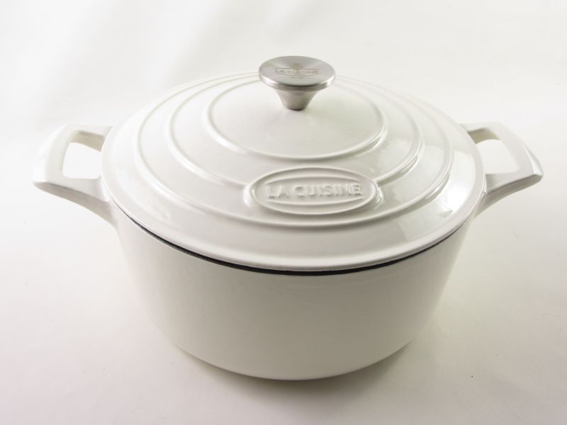 Zománcozott öntöttvas magas lábas fedővel 4,75 liter 26 cm Cream - La Cuisine